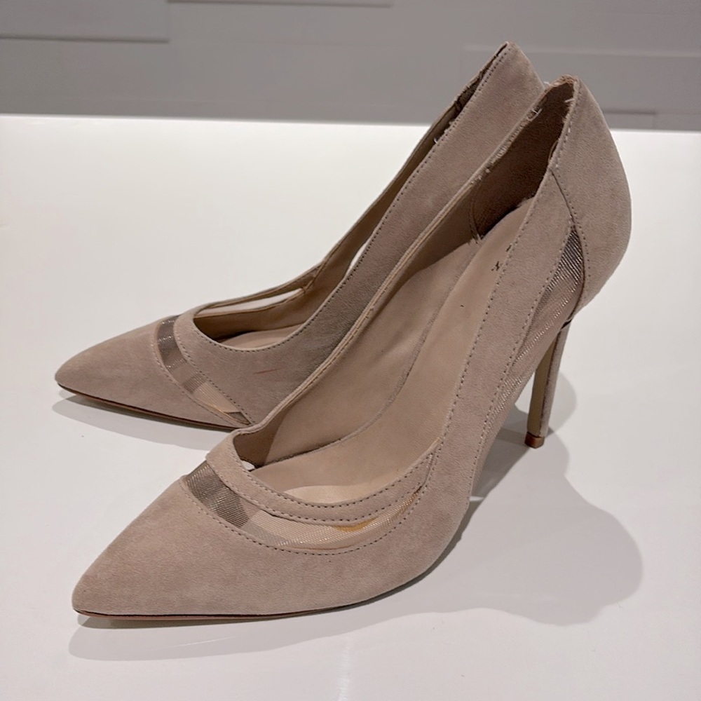 8 Mix No. 6 Trissa Mesh Suede Cream Heels
